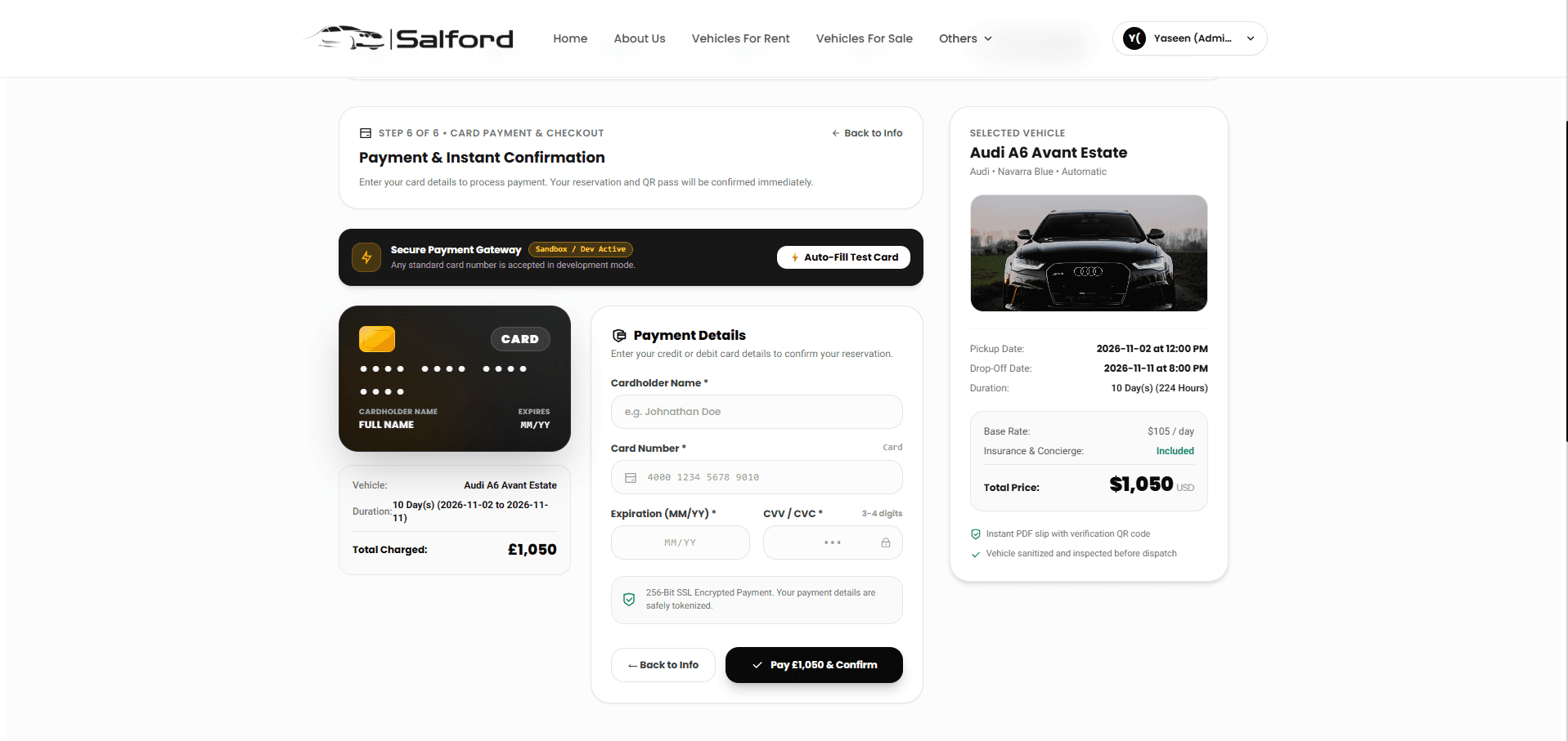 Direct payment during the booking process